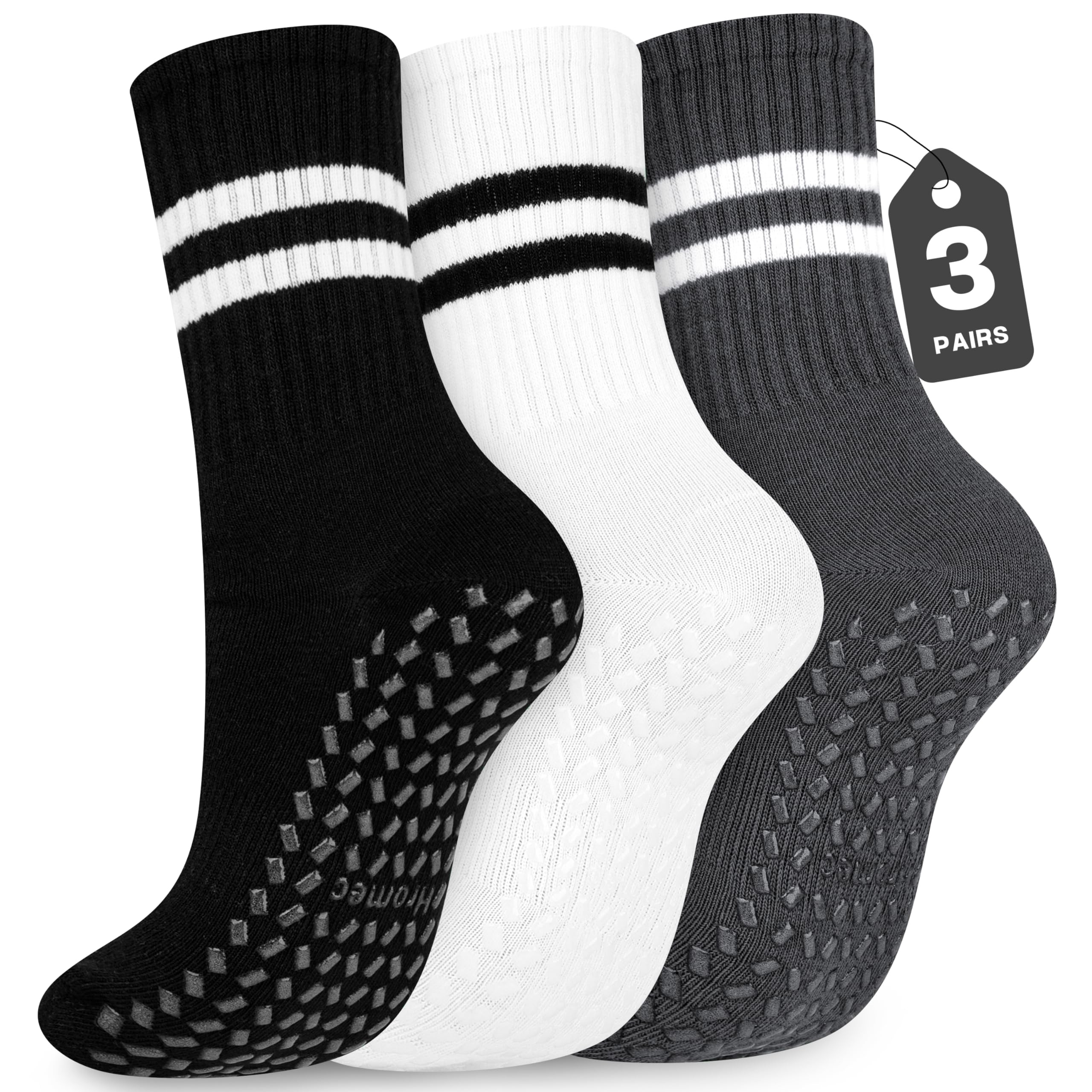 Pilates Socks with Grips for Yoga, Barefoot, Ballet, Barre, Hospital Non Slip Anti Skid Socks for... | Amazon (US)