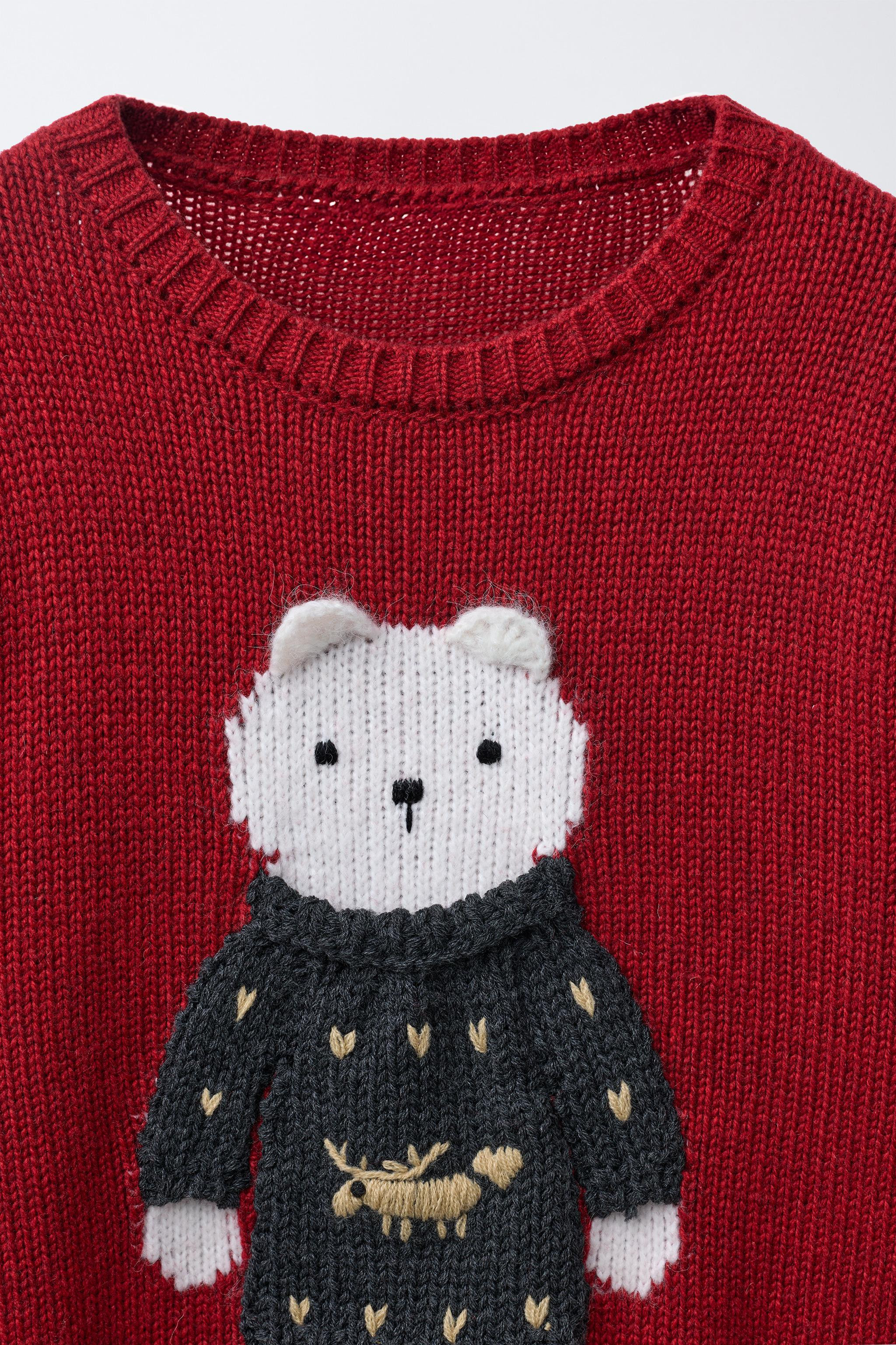 KNIT JUMPER WITH EMBROIDERED BEAR | Zara US