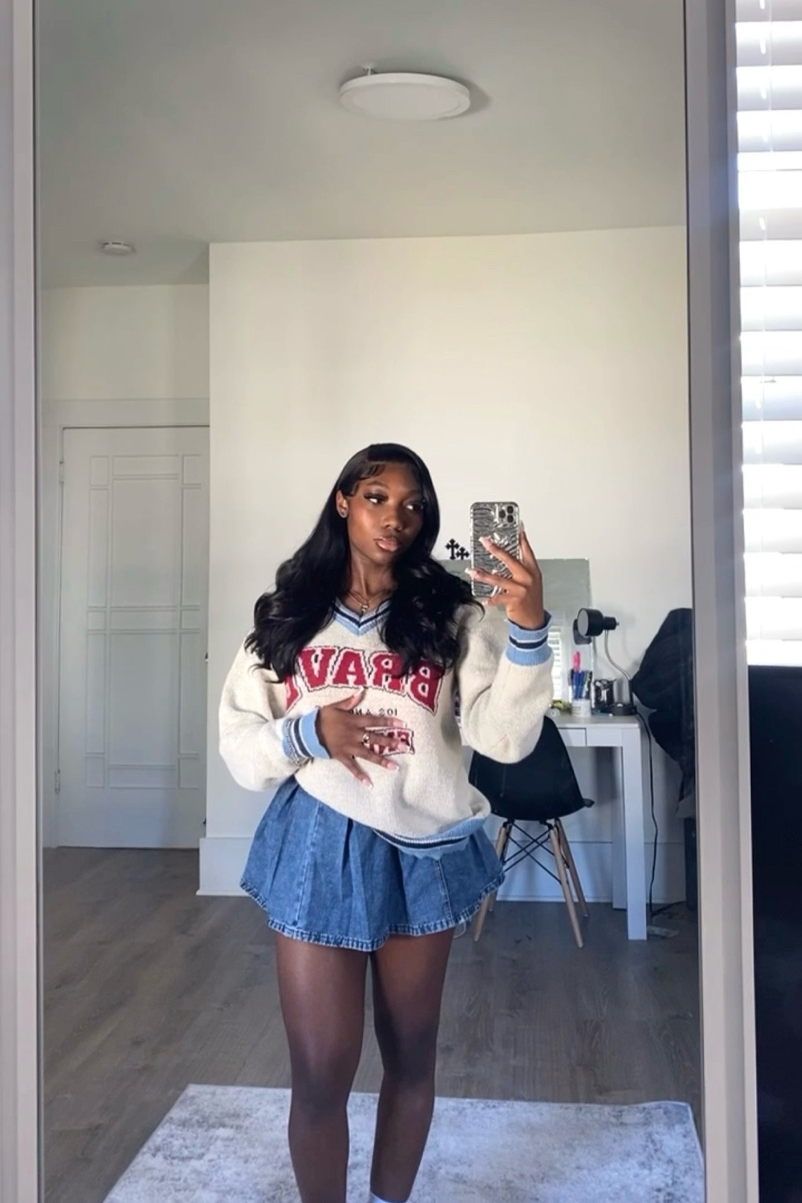 Pleated denim skirt outfit 

#LTKU #LTKStyleTip #LTKFindsUnder50