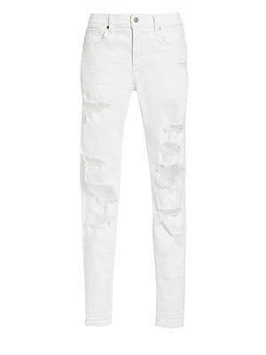 Hudson Jeans Men's Zack Distressed Skinny Jeans - White - Size 28 | Saks Fifth Avenue