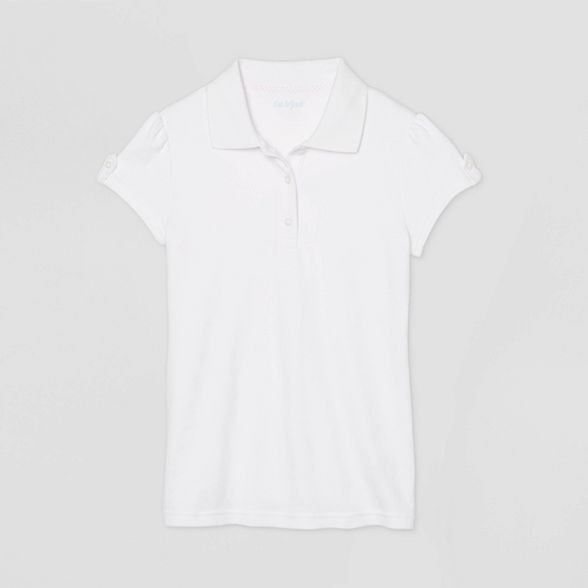 Girls' Short Sleeve Interlock Uniform Polo Shirt - Cat & Jack™ White | Target