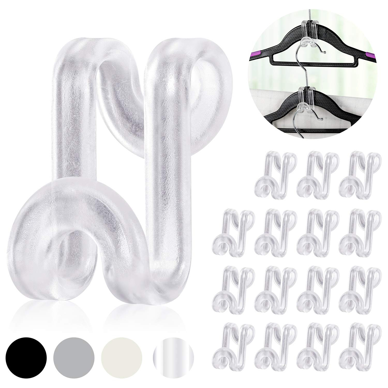 Mlici Hanger Hooks Space Saving, 60 Pack Clothes Hanger Connector Hooks, Transparent Stackable Cl... | Amazon (US)