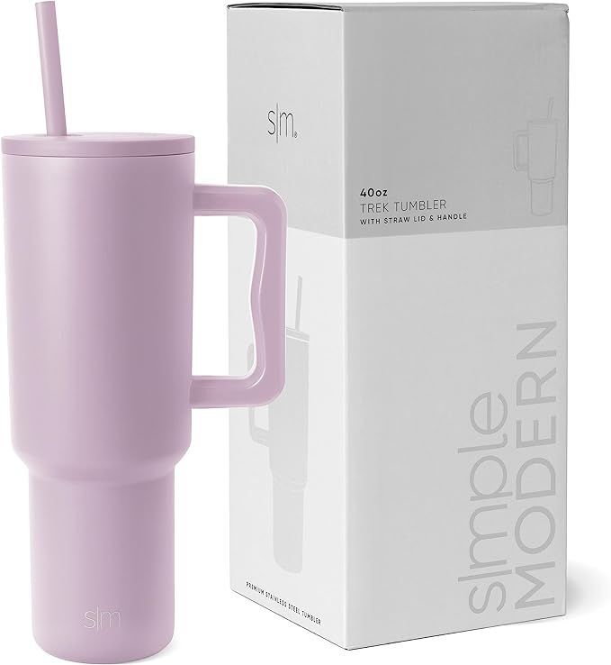 Simple Modern 40 oz Tumbler with Handle and Straw Lid, Lavender Mist, Stainless Steel | Amazon (US)