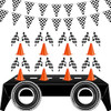 Click for more info about Race Car Birthday Party Supplies, Include 2 Pcs 9.8 ft Racetrack Tableclothes 2 Checkered Racing ...