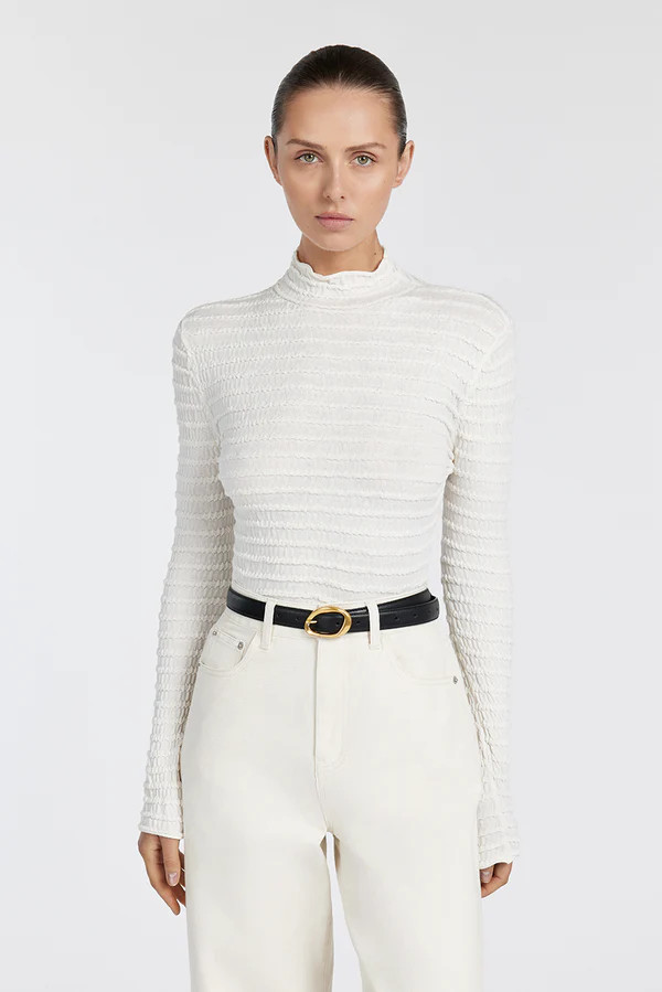 HENDRICK CREAM LONG SLEEVE KNIT TOP | DISSH