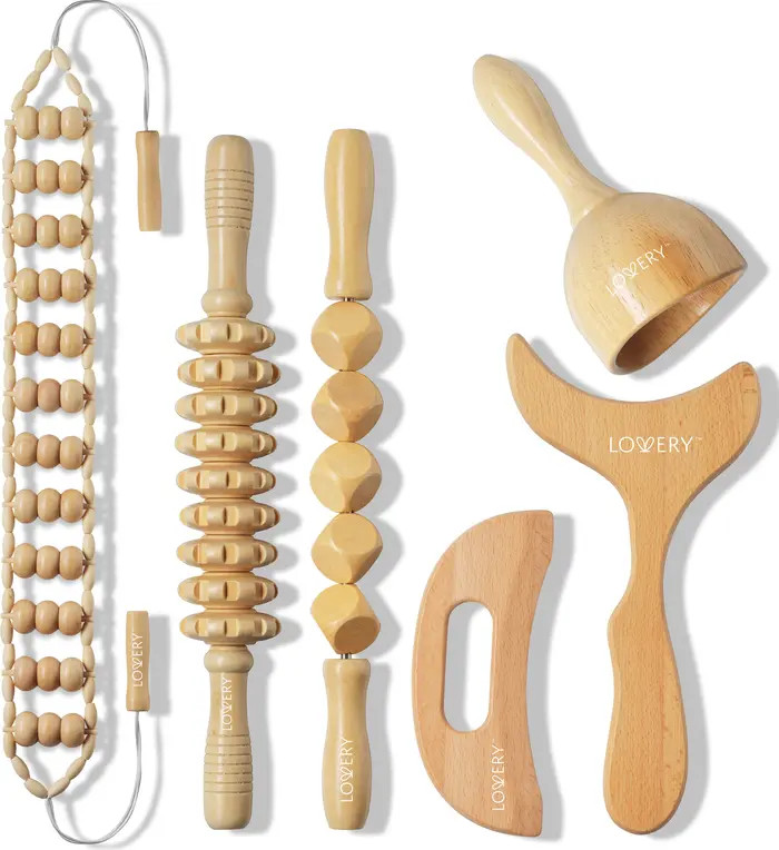 6-Piece Wooden Massage Tool Kit - Natural Wood Therapy Set for Body Sculpting & Relaxation | Nordstrom