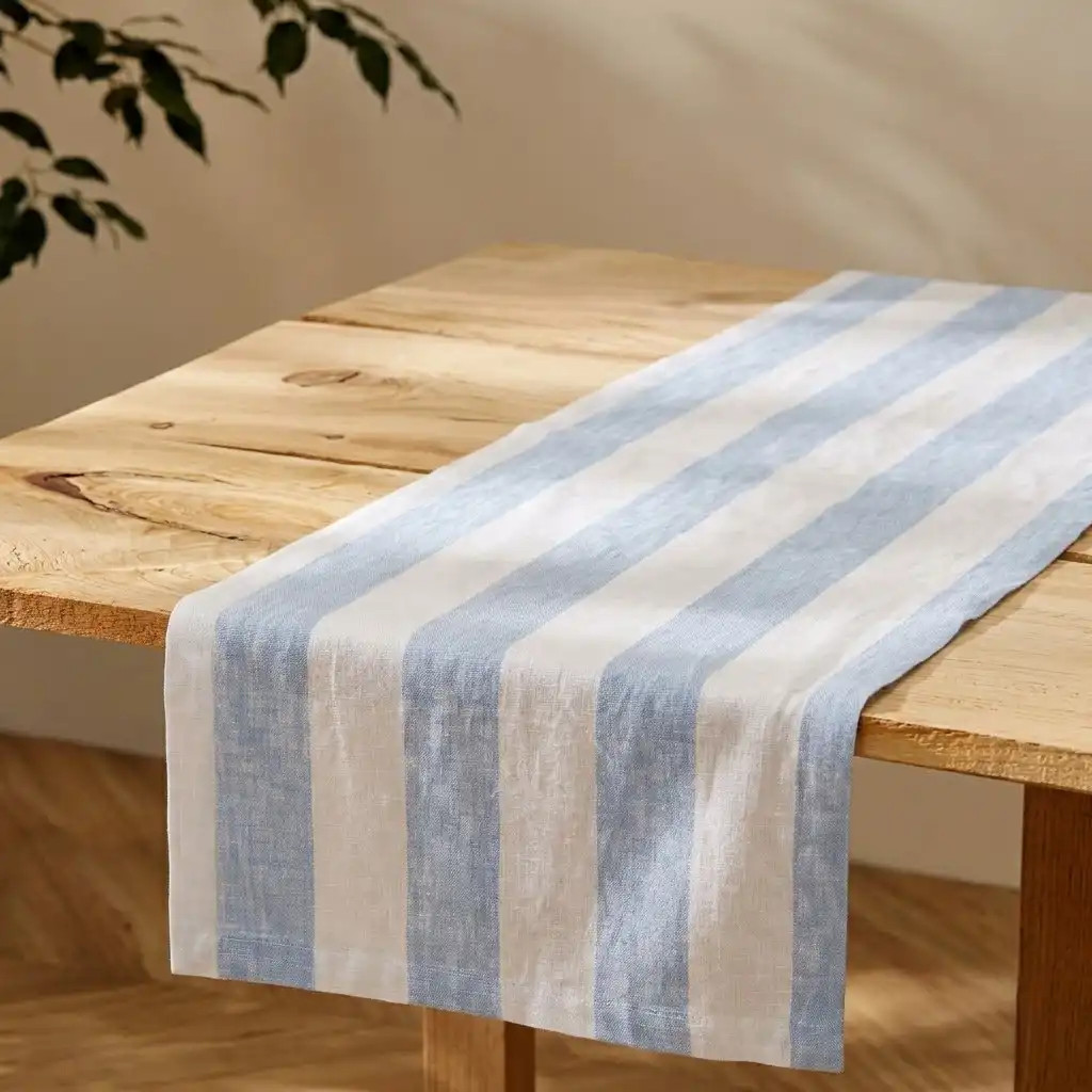 Cabana Striped Table Runners | 100% Linen Solino Home Table Runner | Solino Home