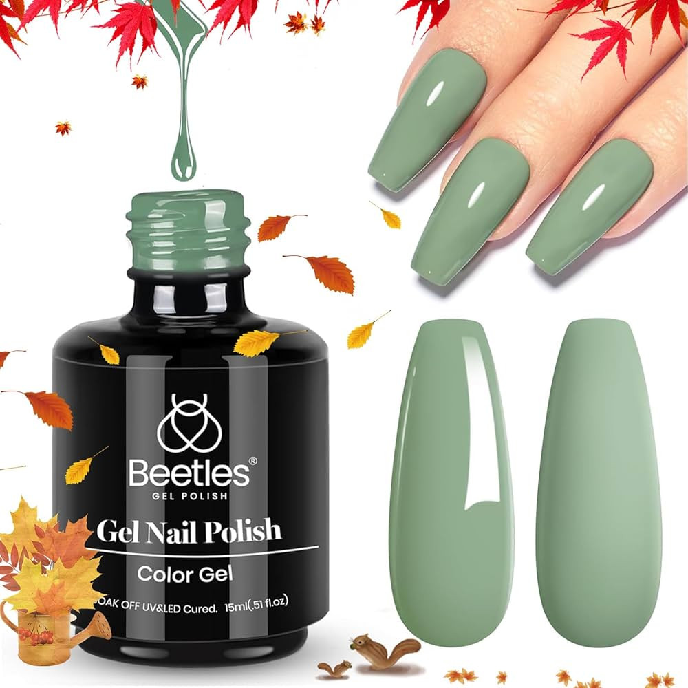 Beetles Gel Nail Polish Eucalyptus Pastel Green Nail Polish, 15ml Emerald Olive Sage Green Gel Po... | Amazon (US)