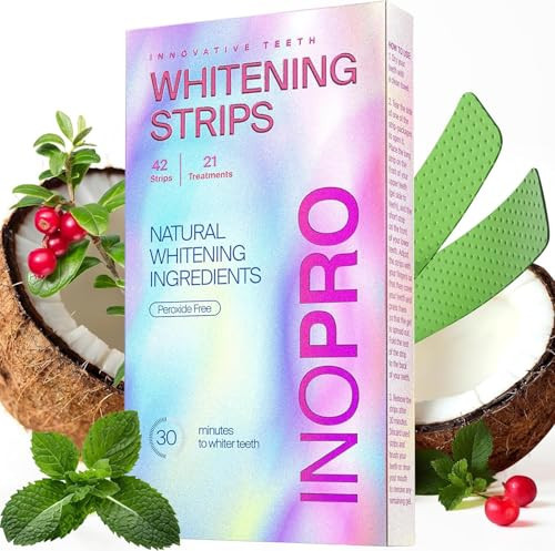 InoPro Teeth Whitening Strips 21 Treatments Kit - Teeth Whitener, Peroxide Free, Enamel Safe Green Whitestrips, Deep Stains Removal - Instant Teeth Whitening Without The Harm (42 Strips) | Amazon (US)