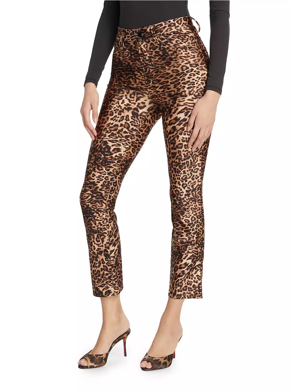Shine Leopard Compression Straight-Leg Pants | Saks Fifth Avenue