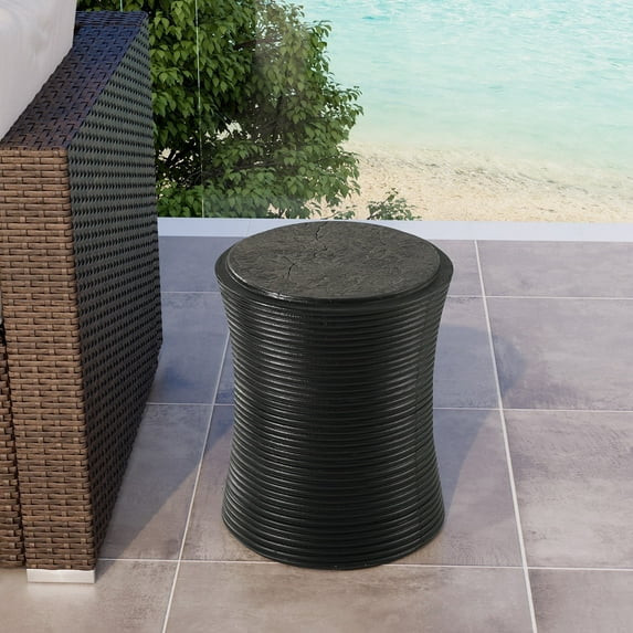 VENTOPYR  Outdoor Round MgO Lightweight Concrete Black Side Table for Garden and Park | Walmart (US)