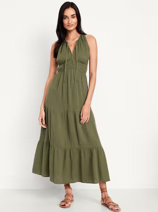 Fit & Flare Crinkle Gauze Maxi Dress | Old Navy (US)