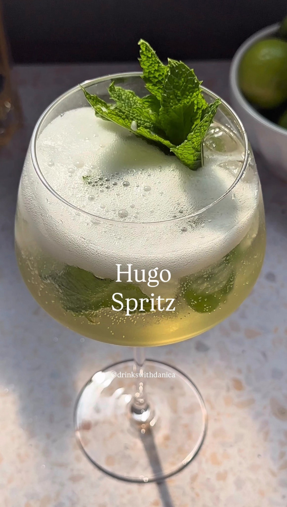 Hugo Spritz

Follow me on instagram and TikTok @drinkswithdanica for this recipe and more