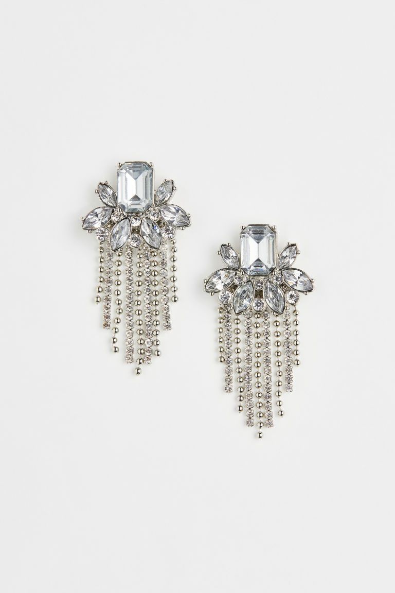 H & M - Rhinestone earrings - Silver | H&M (UK, MY, IN, SG, PH, TW, HK)