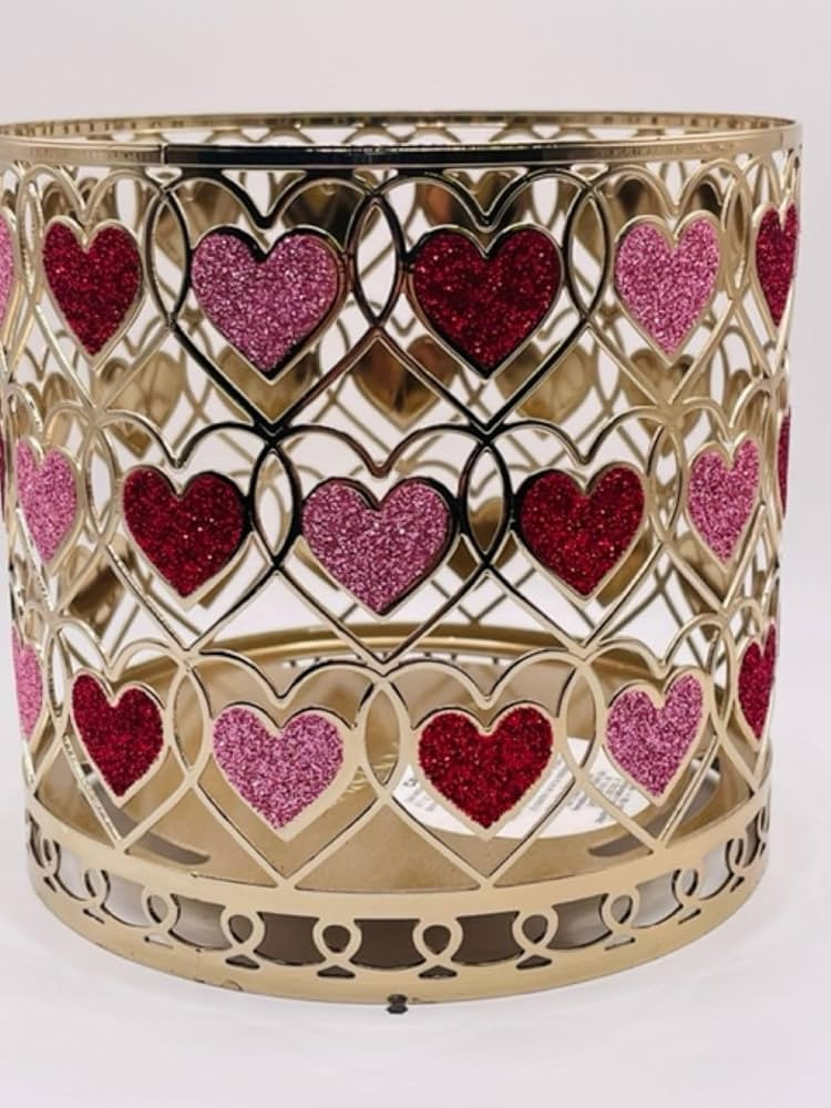 Bath Body Works Silver Pink Red Silver Glitter Hearts 3 Wick Candle Sleeve White Barn Valentines ... | Amazon (US)