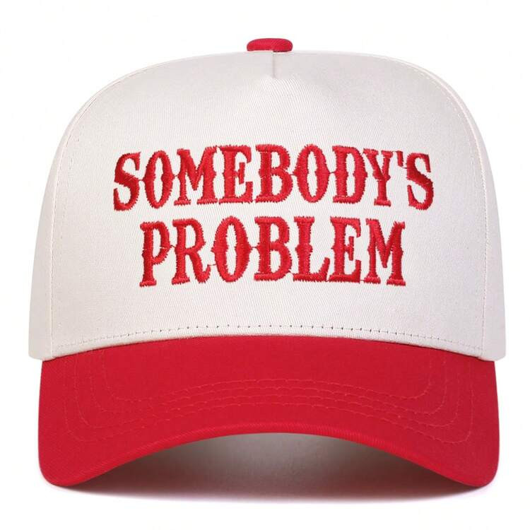 1pc Women's "Somebody's Problem" Trucker Hat, Personalized Embroidered Letter Baseball Cap, Streetwear Fashion 5-Panel Hat, Outdoor Sun Protection Casual Hat For Spring/Autumn Travel, Beach | SHEIN