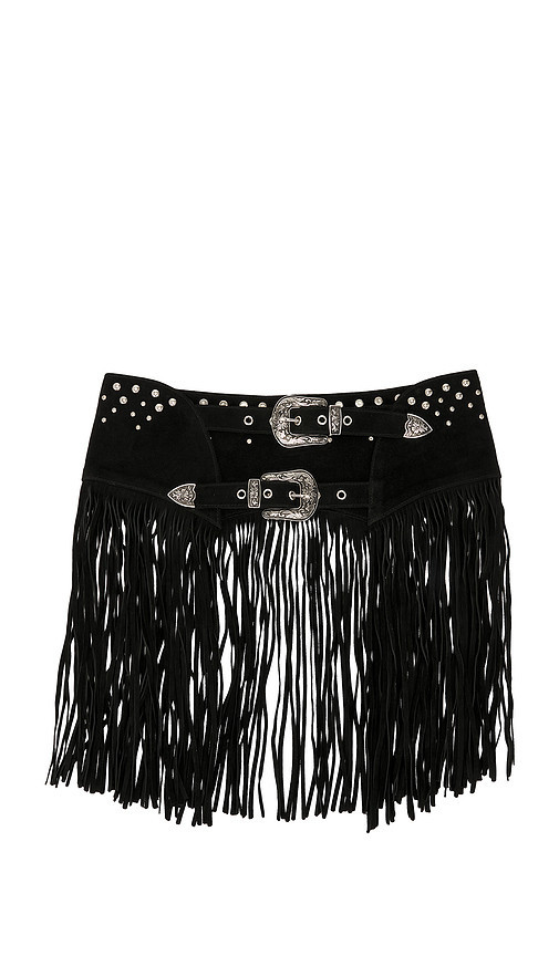 Understated Leather Fringe Studded Belt in Black. Taglia M. Also in S, XS. | Revolve Clothing (Global)