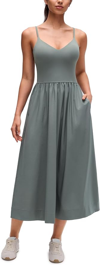 CRZ YOGA V Neck Maxi Tank Dress for Women - Adjustable Straps Sleeveless Flowy Casual Outfits wit... | Amazon (US)