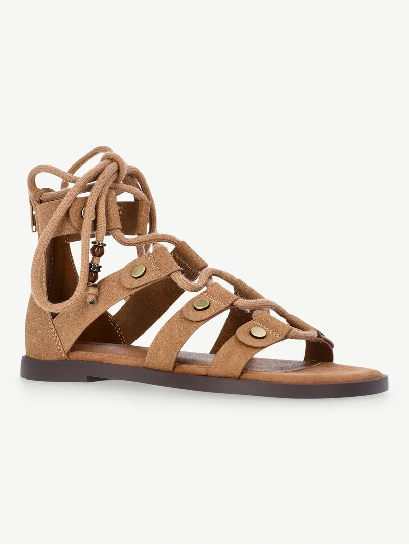 No Boundaries Women's Lace Up Gladiator Sandals | Walmart (US)