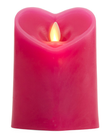 Valentine's Day Unscented Moving Flame Heart Shaped Pillar Candle | TJ Maxx