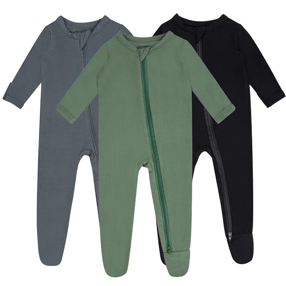 Baby Boy Footed Pajamas with Mittens,Rayon Made from Bamboo Sleepers, 2 Way Zipper Long Sleeve Pj... | Amazon (US)