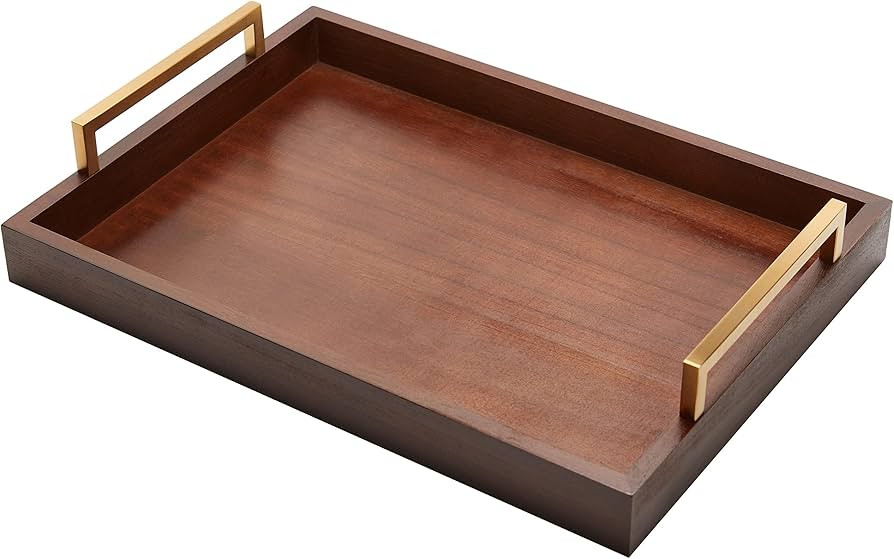 Wooden Tray Serving Decorative Home Decor with Handles Mordern Elegant Couch Tray Ottoman Centerp... | Amazon (US)