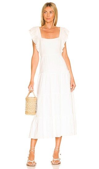 Lovely Midi Dress in White Linen | Revolve Clothing (Global)