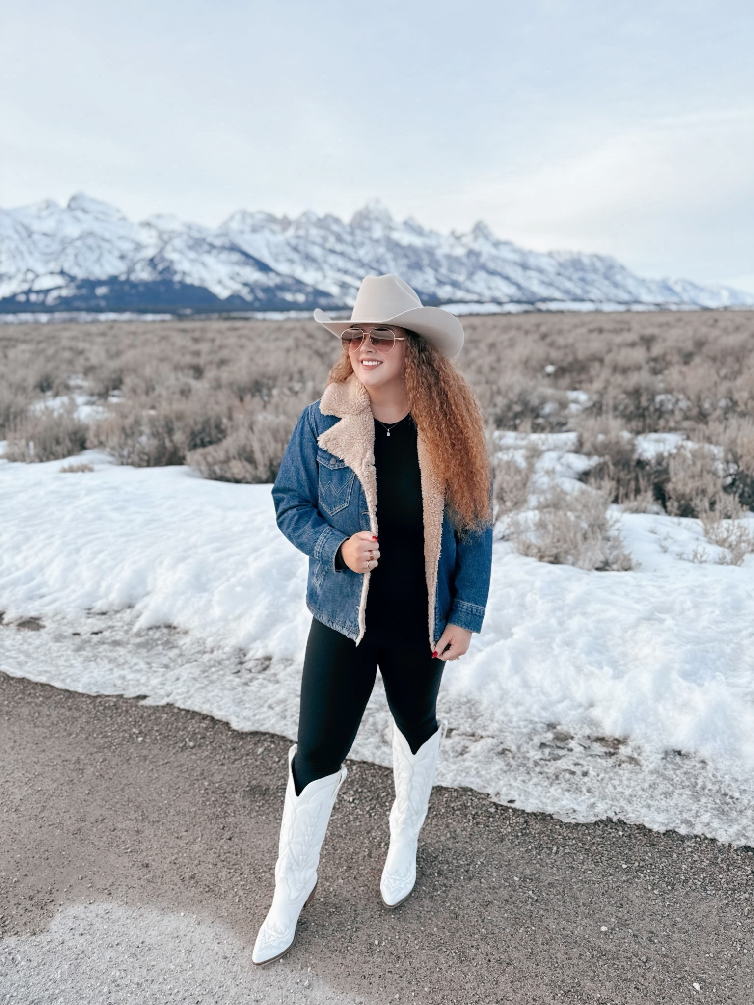 Another cozy western look that just works 🤍 Warm layers, easy basics, and pieces that feel comfortable but still pulled together. This is the kind of outfit I reach for when I want that western feel while still staying practical and warm in winter. ✨western outfit | winter western outfit | western winter style | wrangler sherpa jacket | sherpa lined jacket outfit | beige cowgirl hat | cowgirl hat outfit | black fitted long sleeve top | amazon basics outfit | black leggings outfit | amazon leggings | white cowgirl boots | cowgirl boots outfit | western fashion inspo | cozy winter outfit | winter layering outfit | neutral western style | casual western outfit | everyday western wear | warm winter outfit | western aesthetic outfit | comfortable winter fashion | boho western style | amazon fashion finds | winter outfit ideas


#LTKMidsize #LTKgrwm #LTKSaleAlert