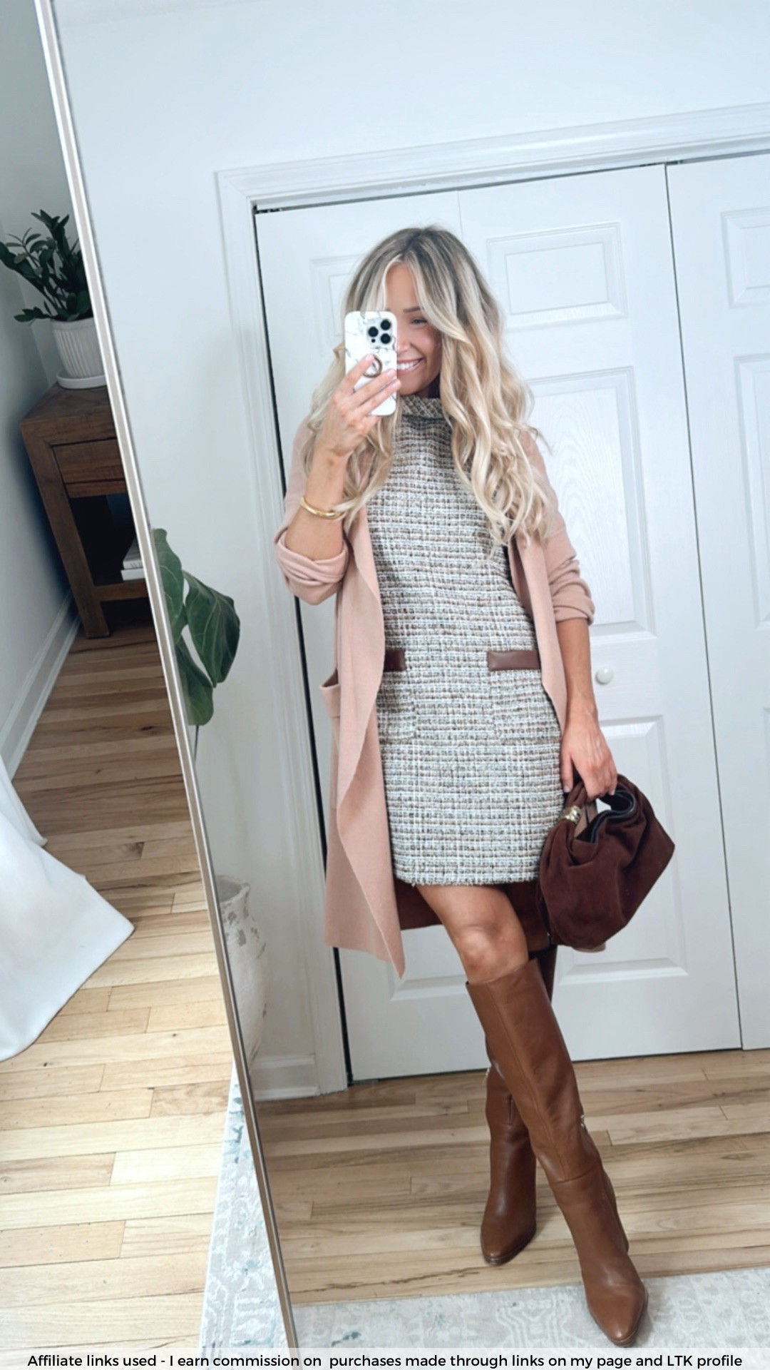 Winter dress

Tweed dress
Amazon duster cardigan sweater dusty pink
Spring transition outfits 