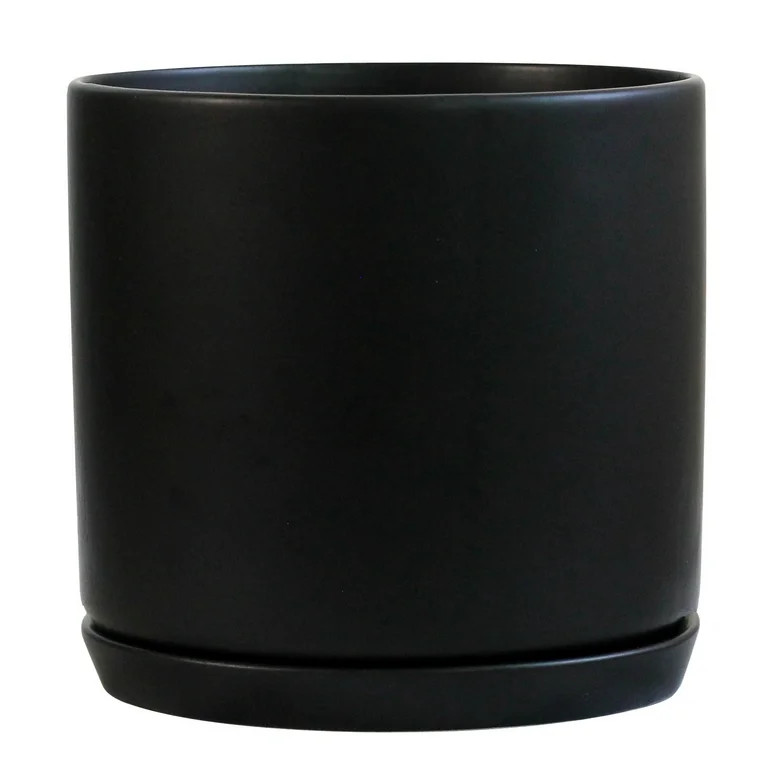 Matt Black Large Ceramic Plant Pot with Saucer Garden Planters Large 10 Inch Indoor Outdoor Plant... | Walmart (US)