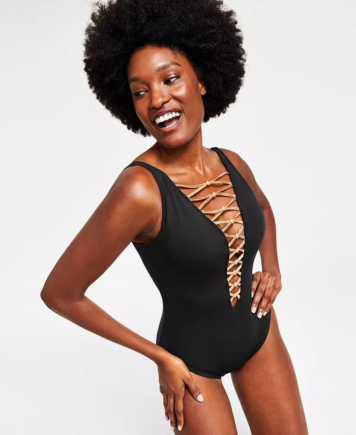 Bleu by Rod Beattie Women's Core-Lace-Down Mio One-Piece Swimsuit - Macy's | Macy's