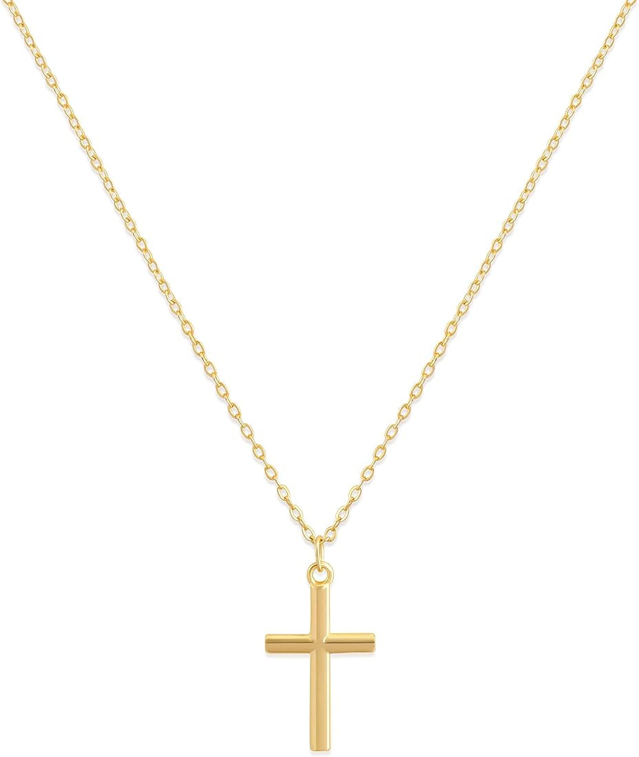 Valloey Rover Gold Cross Necklace for Women 14K Gold Plated Chain Necklace Dainty Gold Cross Pendant | Amazon (US)