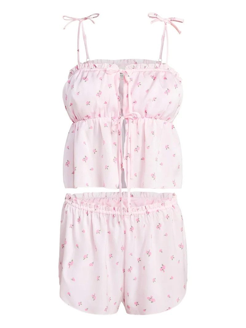 No Boundaries Sleepwear Satin Cami and Shorts Set, 2-Piece, Women's XS-XXL | Walmart (US)