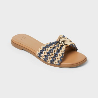Women’s Kalina Sandals with Memory Foam Insole - A New Day™ Blue 6 | Target