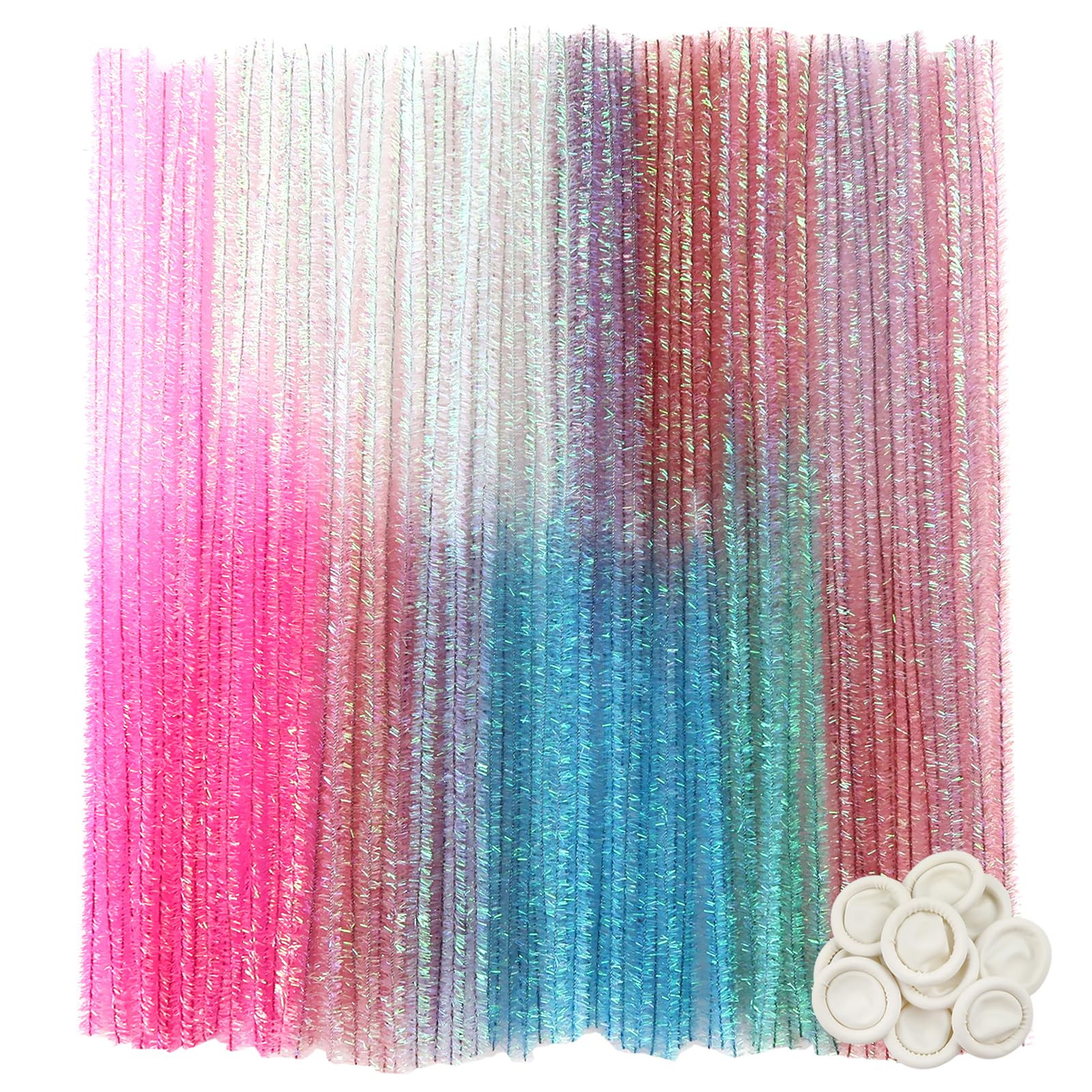 TOAOB 100pcs Gradient Glitter Pipe Cleaners Mixed Colors Chenille Stems for Crafts 12 Inch Fuzzy ... | Amazon (US)