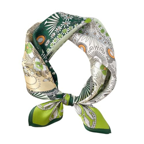 FEIBOON Mulberry Silk Scarfs Neck Scarf 21"x21" Small Square Scarfs hair scarf bandana Neckerchief Headscarf for Women Gift Packed-Green Flower | Amazon (US)