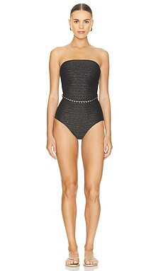 Zimmermann Waverly Bandeau Chain One Piece in Black & Gold from Revolve.com | Revolve Clothing (Global)