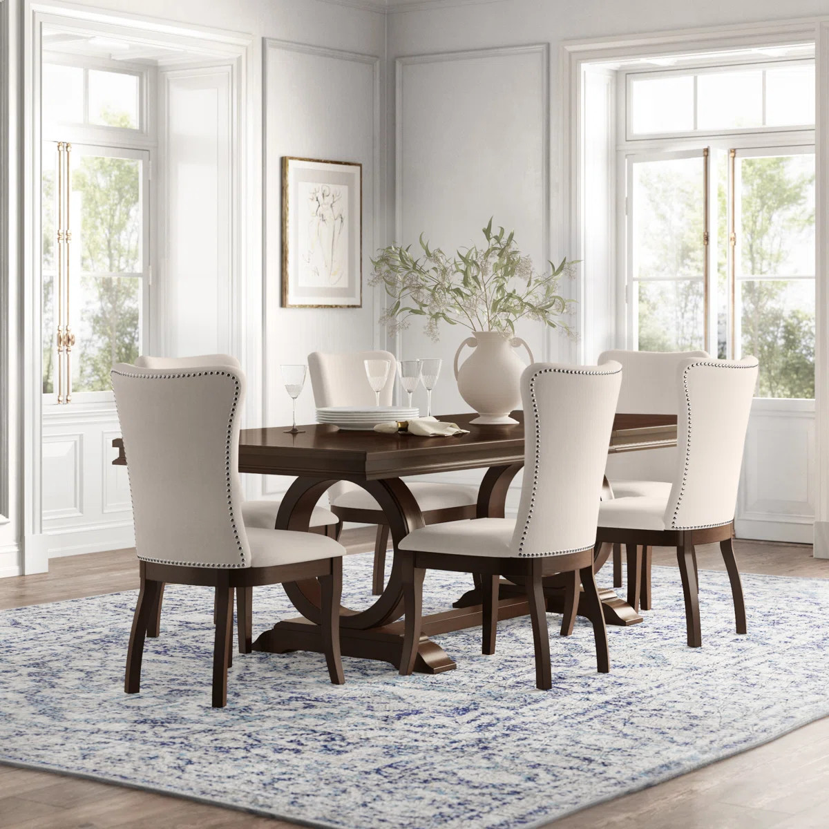Lydon 6 - Person Extendable Double Pedestal Dining Set | Wayfair North America