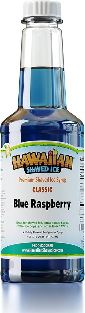 Hawaiian Shaved Ice Syrup Pint, Blue Raspberry Flavor, Great For Slushies, Italian Soda, Popsicle... | Amazon (US)