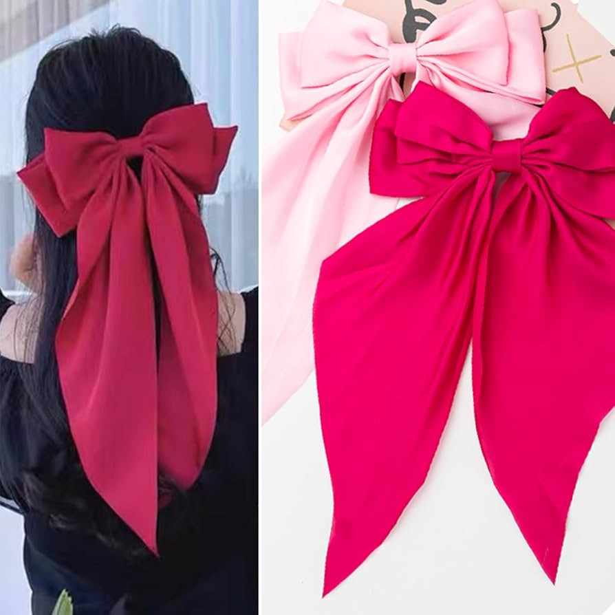 Hair Bows 2 PCS Oversized Long-tail Cute Aesthetic Hair Accessories - Large Hair Barrettes, Big B... | Amazon (US)