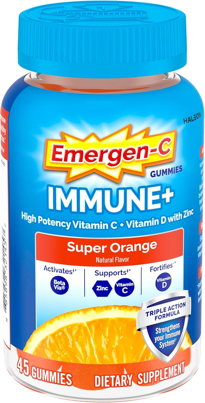 Emergen-C Immune+ Triple Action Immune Support Gummies, BetaVia (R), 1000mg Vitamin C, B Vitamins... | Amazon (US)