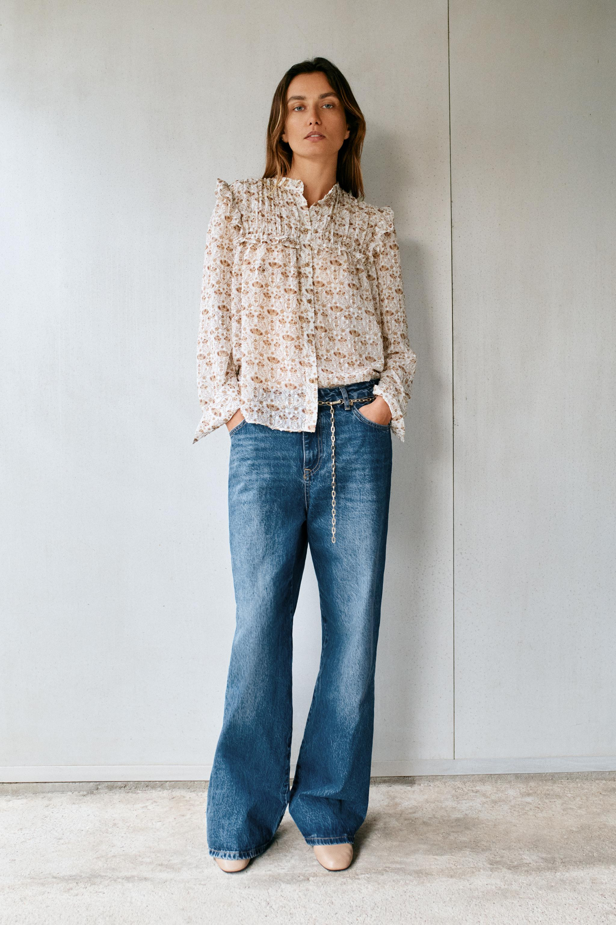 DOTTED MESH PRINTED BLOUSE | Zara US