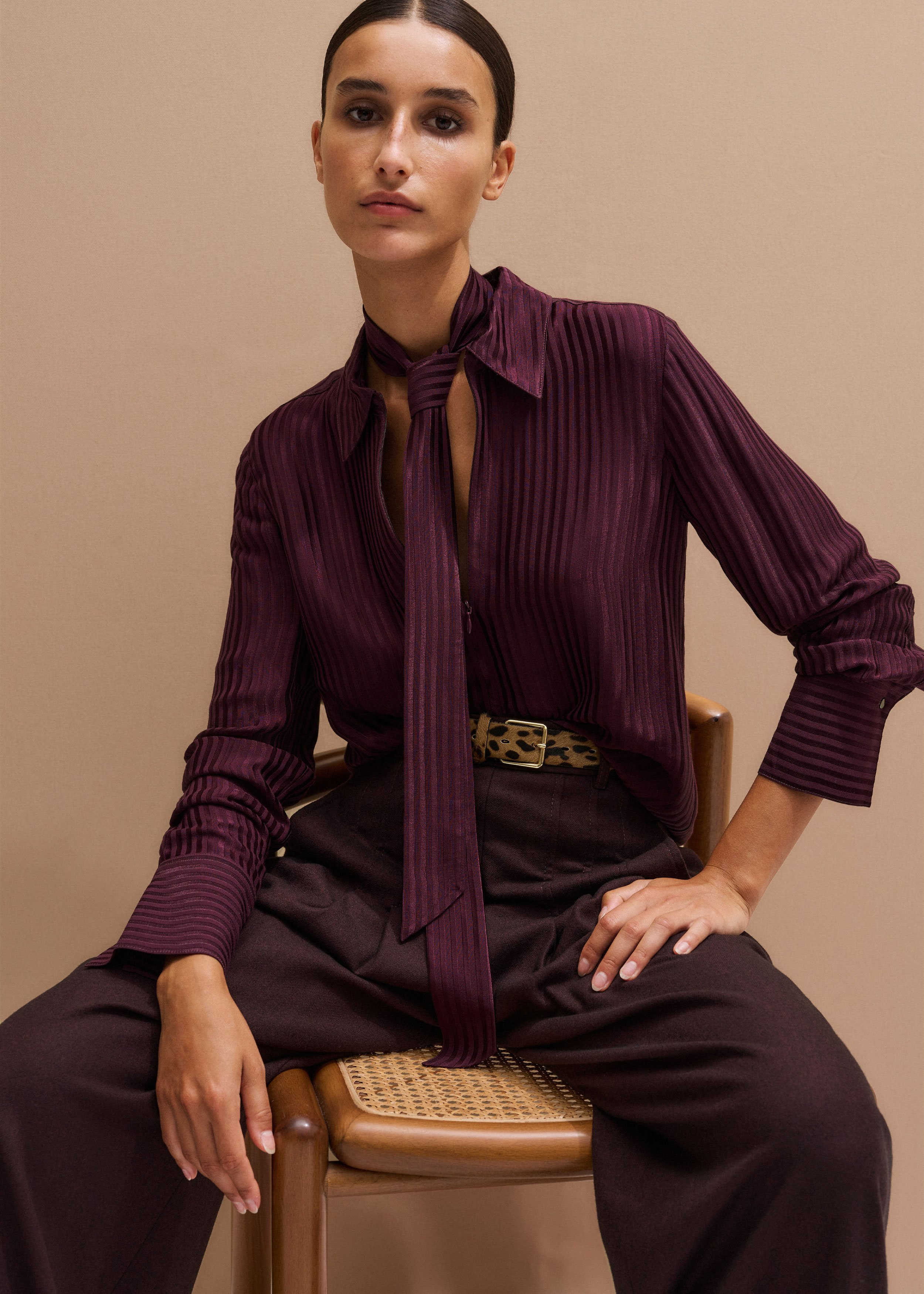 AM-PM Shirt + Tie Tonal Stripe Satin | ME+EM Global (Excluding US)