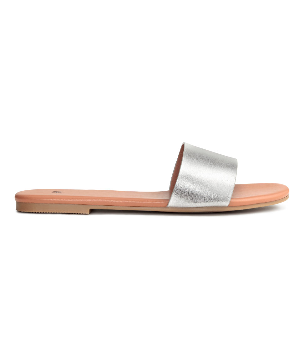 H&M - Slip-on Sandals - Silver-colored - Ladies | H&M (US)