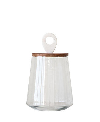 Bloomingville Small Clear Glass Jar with Mango Wood & Marble Lid - Macy's | Macy's