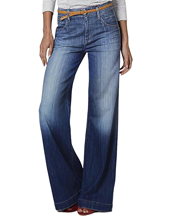 Flamingals Wide Leg Jeans for Women Stretch Low Waist Baggy Jeans Boot Cut Jeans Flare Leg Denim ... | Amazon (US)