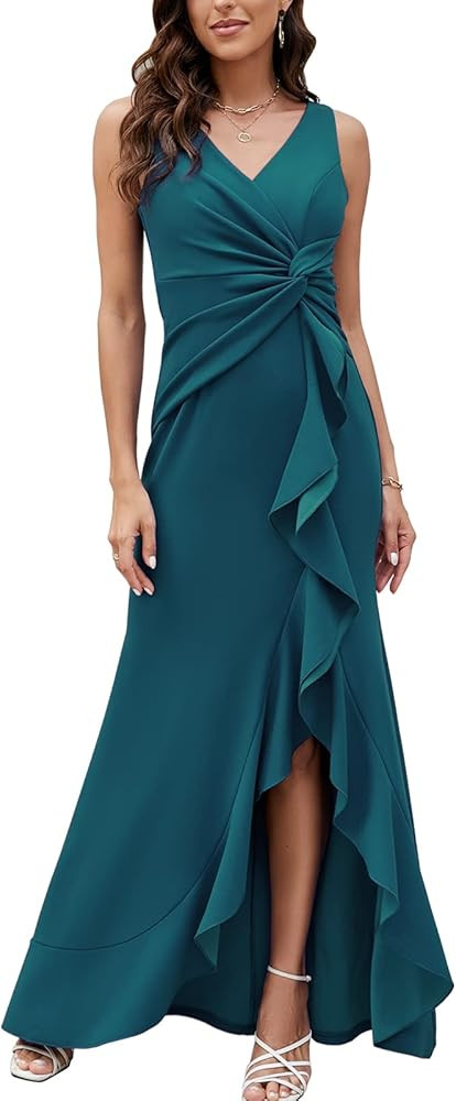 FQA Formal Evening Dresses for Women Elegant Evening Party Prom Dress Long Sexy V Neck Sleeveless... | Amazon (US)
