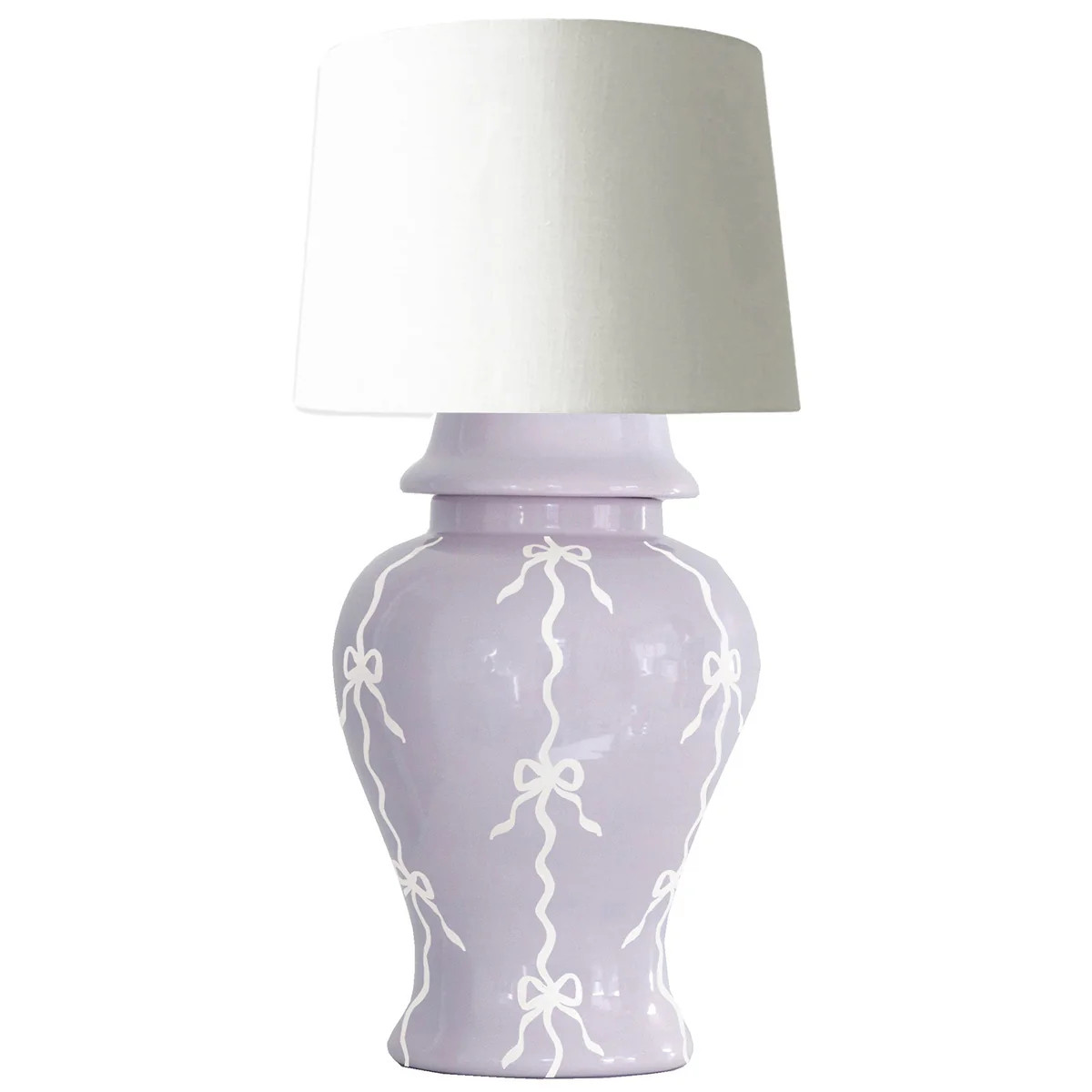 Bow Stripe Ginger Jar Lamp in Light Lavender | Wholesale | Ruby Clay Company