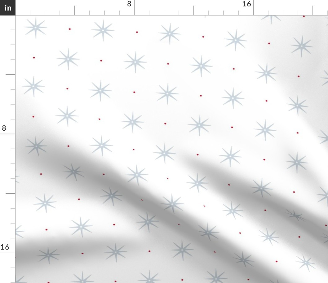 SOFT BLUE STARS WITH Red DOTS copy Fabric bydanika_herrick | Spoonflower