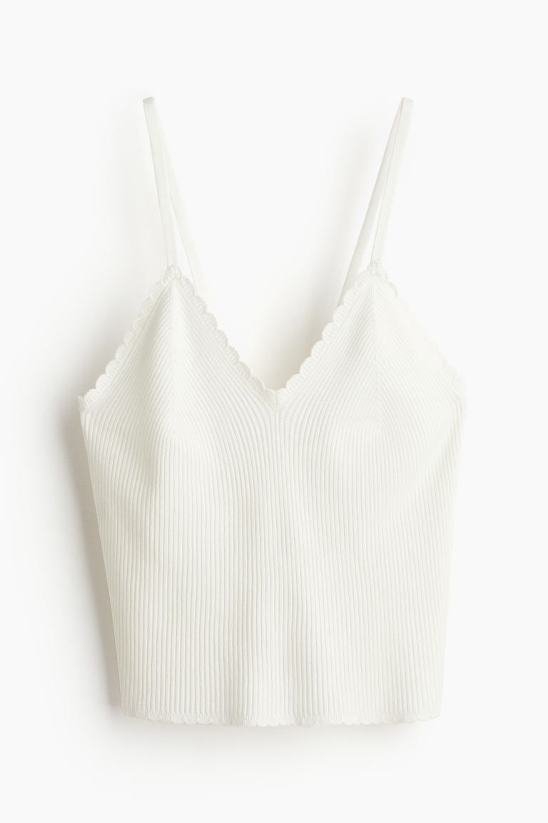 Scalloped-edge Rib-knit Sleeveless Top | H&M (US + CA)